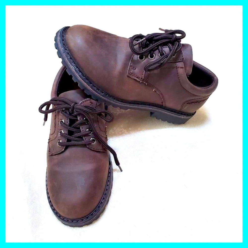 Max & Jake Boys Brown Lace Up Oxford Dress Shoes Lug Sole Size 2